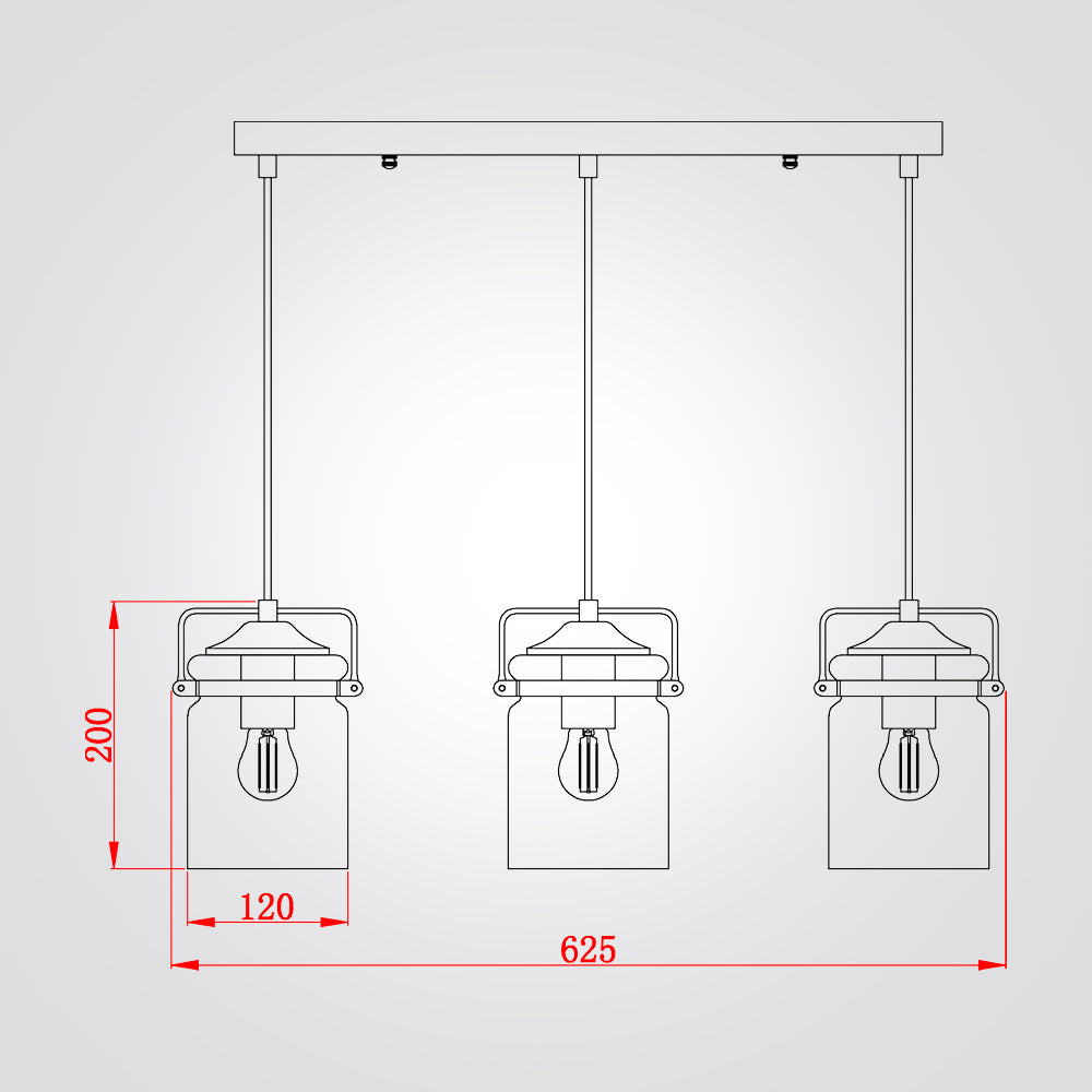 מנורת תלייה שלישייה וינה| בסיס מלבני