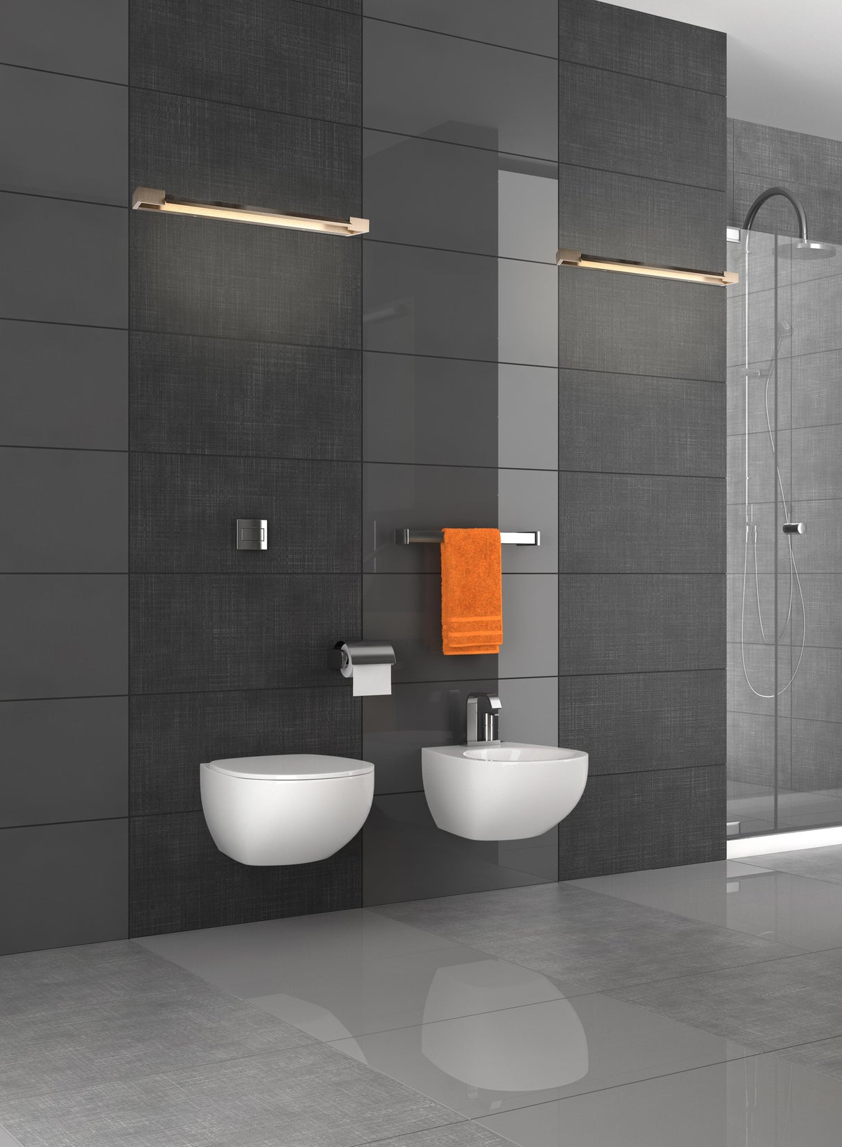 מנורת קיר רון | שחור| פליז| לבן| 30| 60|90 | ס"מ