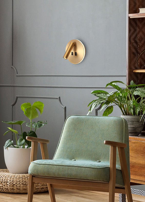 מנורת קיר קאסטרו עגול| זהב| לבן| שחור