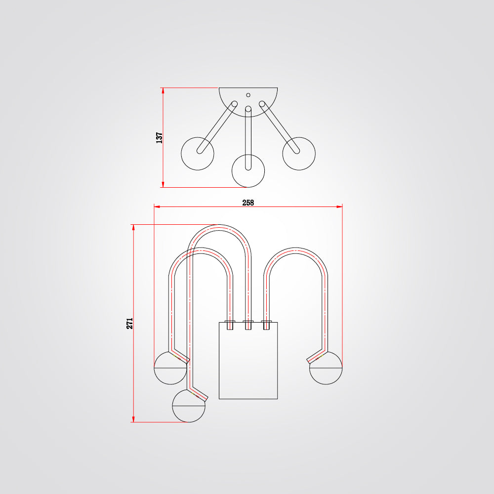 מנורת קיר טלי שלישיה 9W לד