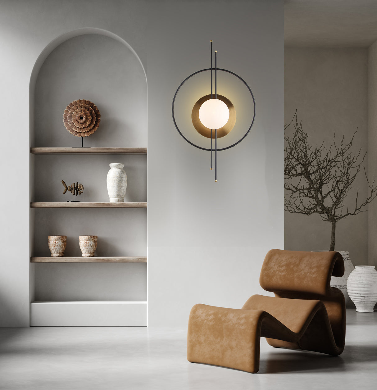 מנורת קיר דוקר שחור +פליז | דגם A