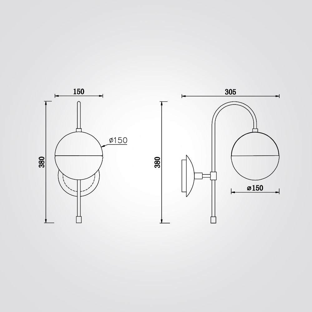 מנורת קיר שמש שחור דגם| B