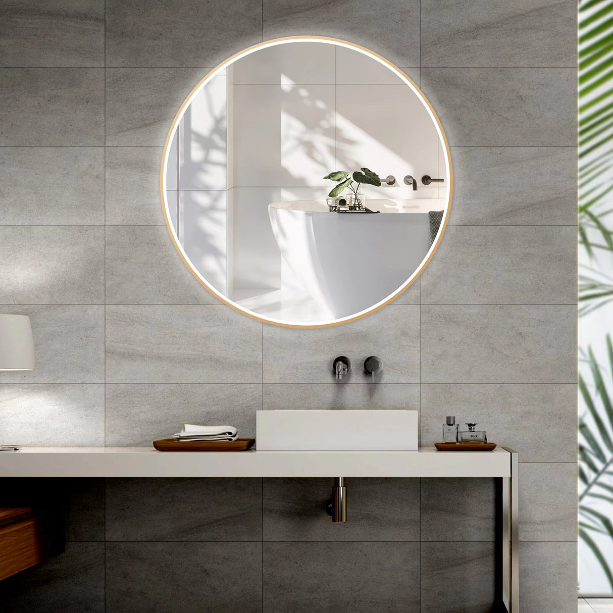 מראה מוארת עגולה מינסק מסגרת פליזCCT