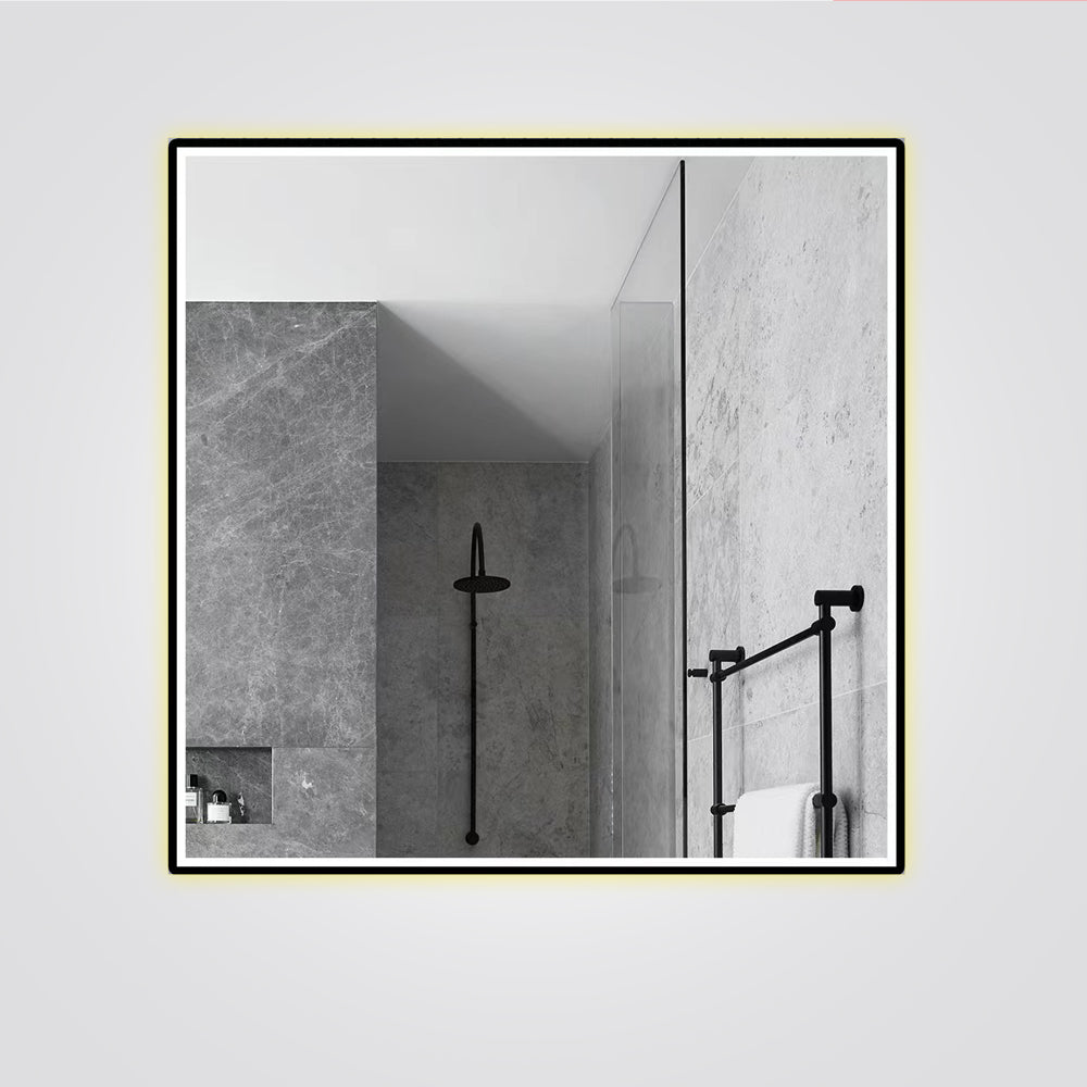 מראה מוארת מרובעת 60*60 מסגרת שחורה CCT