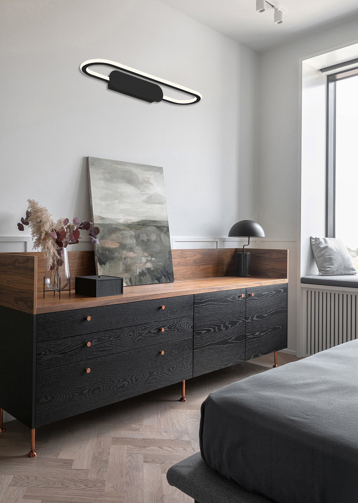 מנורת קיר מראה אקו לד שחור| לבן