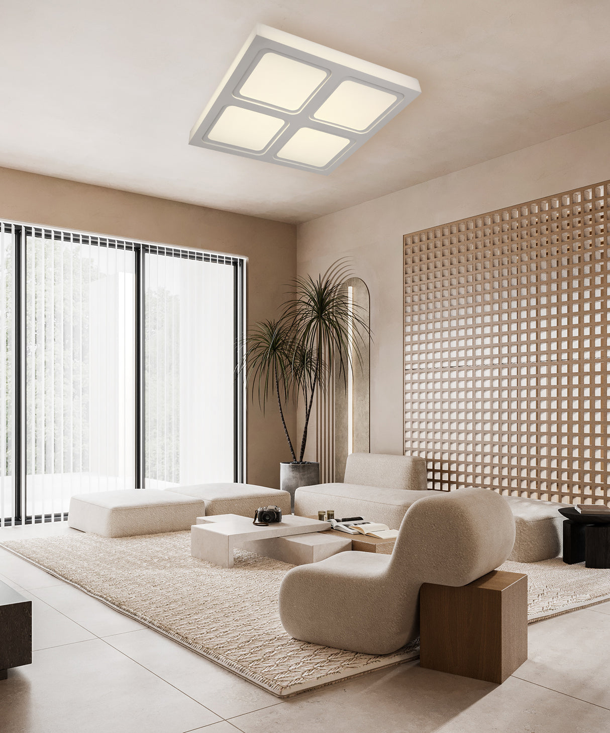 צמוד תקרה ריבועים|72W| לבן