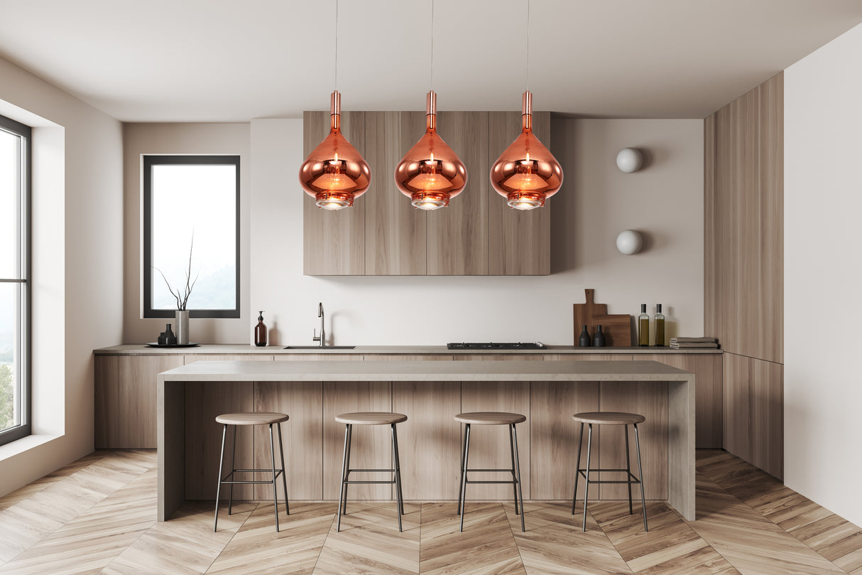 מנורת תלייה רומא| כרום| שקוף| רוז| דגם L