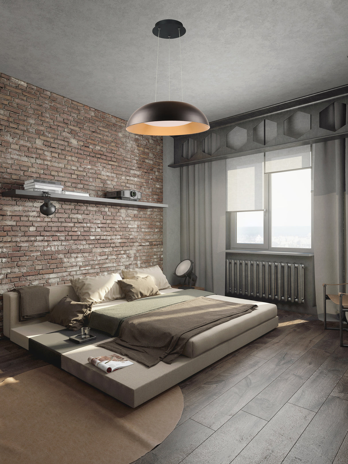 מנורת תלייה רמו לד| שחור+זהב| Φ50| Φ80