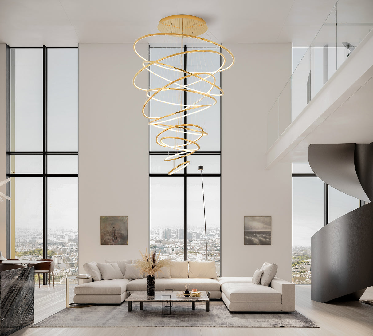 מנורת תליה בהר עיגולית לד פליז