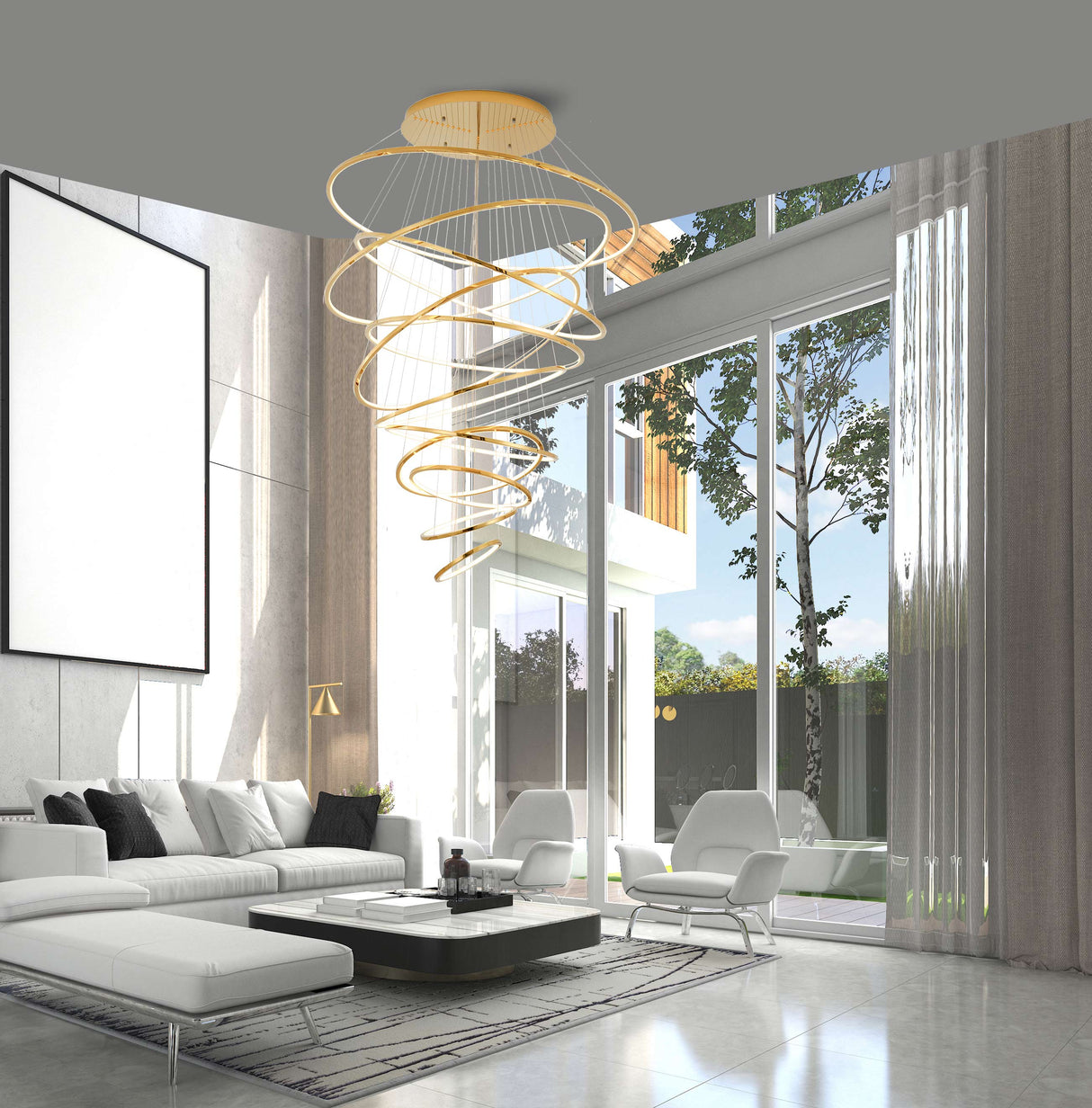 מנורת תליה בהר עיגולית לד פליז