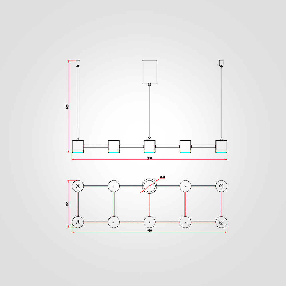 מנורת תליה צור לד מלבני| פליז+שחור