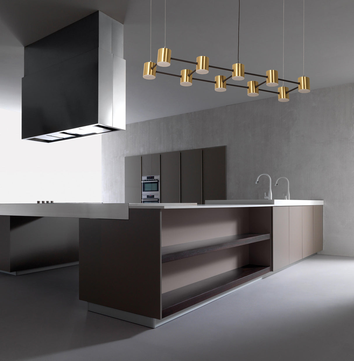 מנורת תליה צור לד מלבני| פליז+שחור