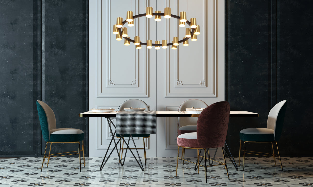 מנורת תליה צור לד| שחור+ פליז| Φ90