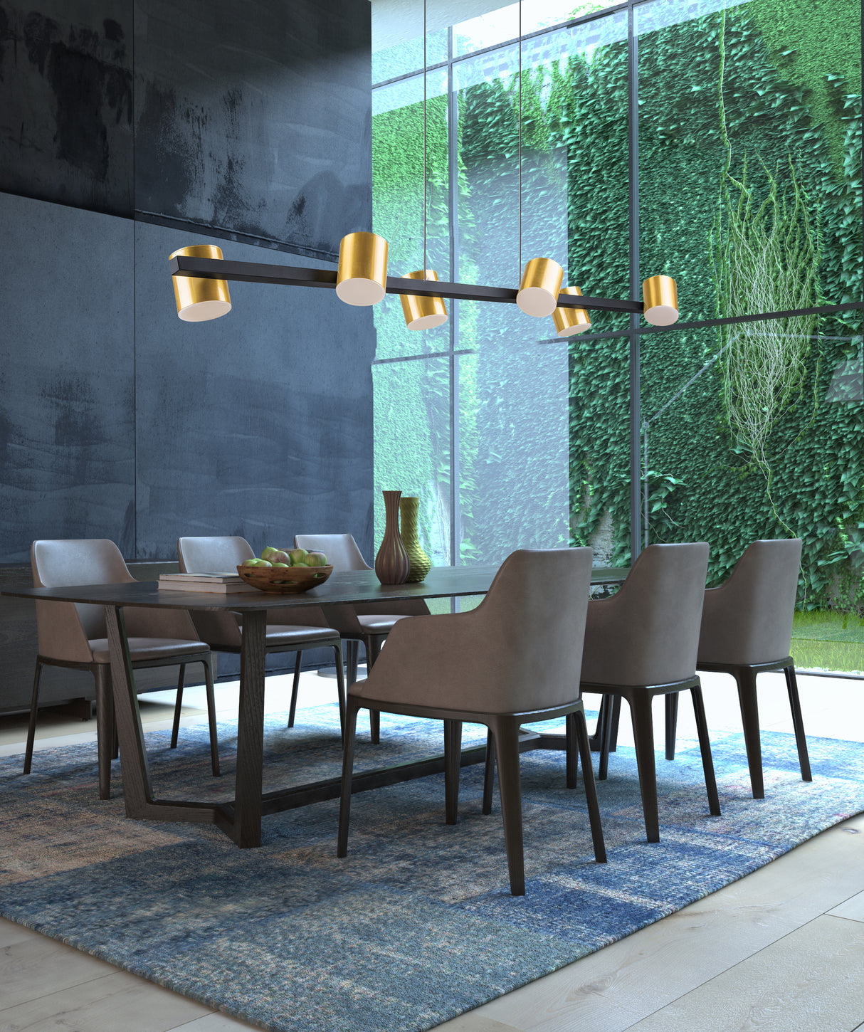 מנורת תליה צור שישיה לד| פליז+שחור