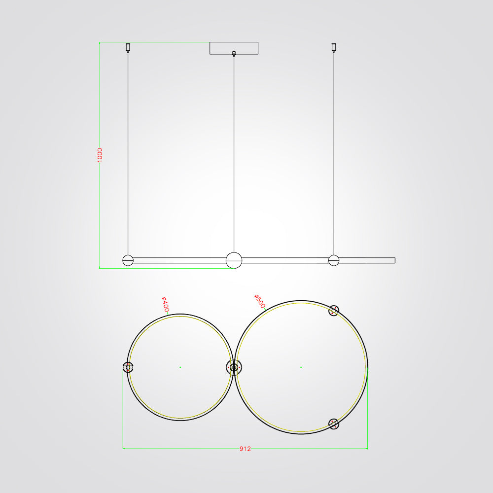 מנורת תליה ויקטוריה 48W לד שתי עיגולים