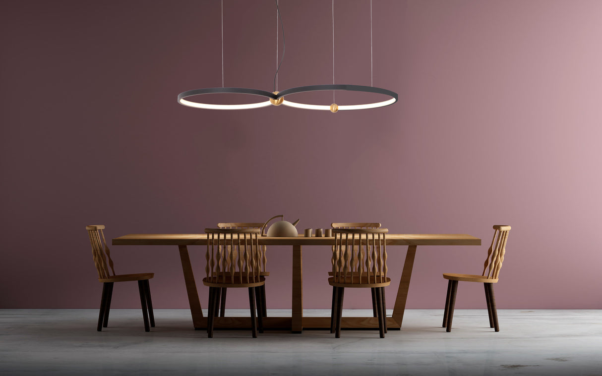 מנורת תליה ויקטוריה 48W לד שתי עיגולים