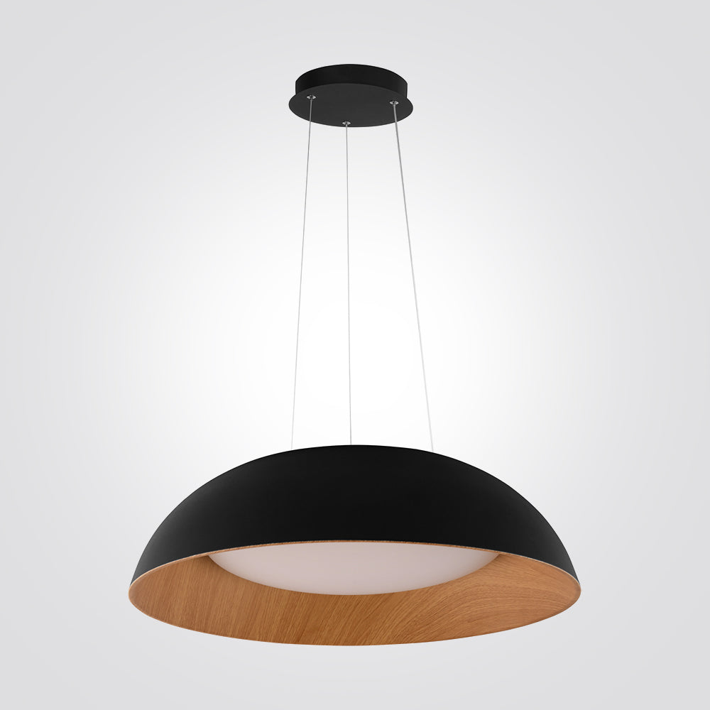 מנורת תלייה אודל לד| שחור+עץ| Φ50