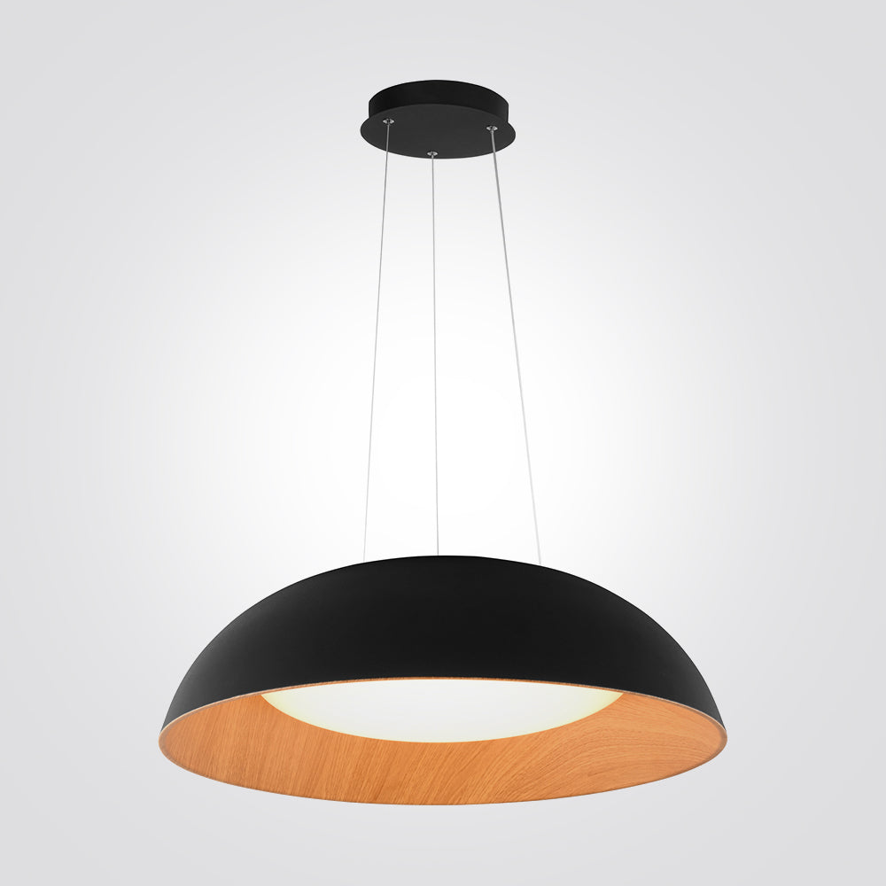 מנורת תלייה אודל לד| שחור+עץ| Φ50