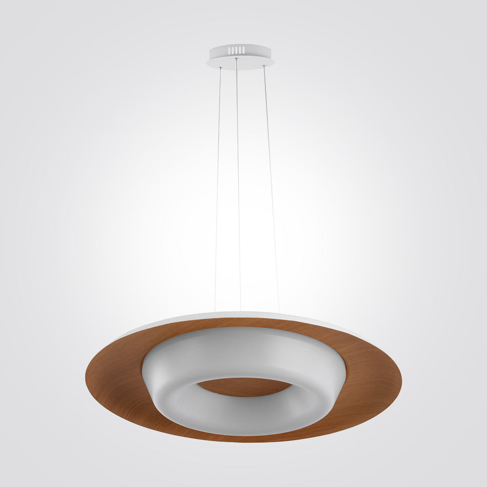 מנורת תליה אווה לד| לבן+עץ|Φ60