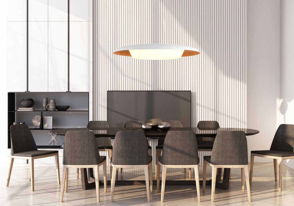 מנורת תליה אווה לד| לבן+עץ|Φ60