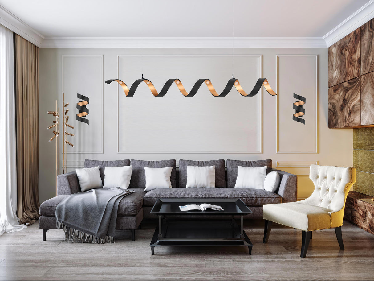 מנורת תליה דוריאו שחור וזהב לד