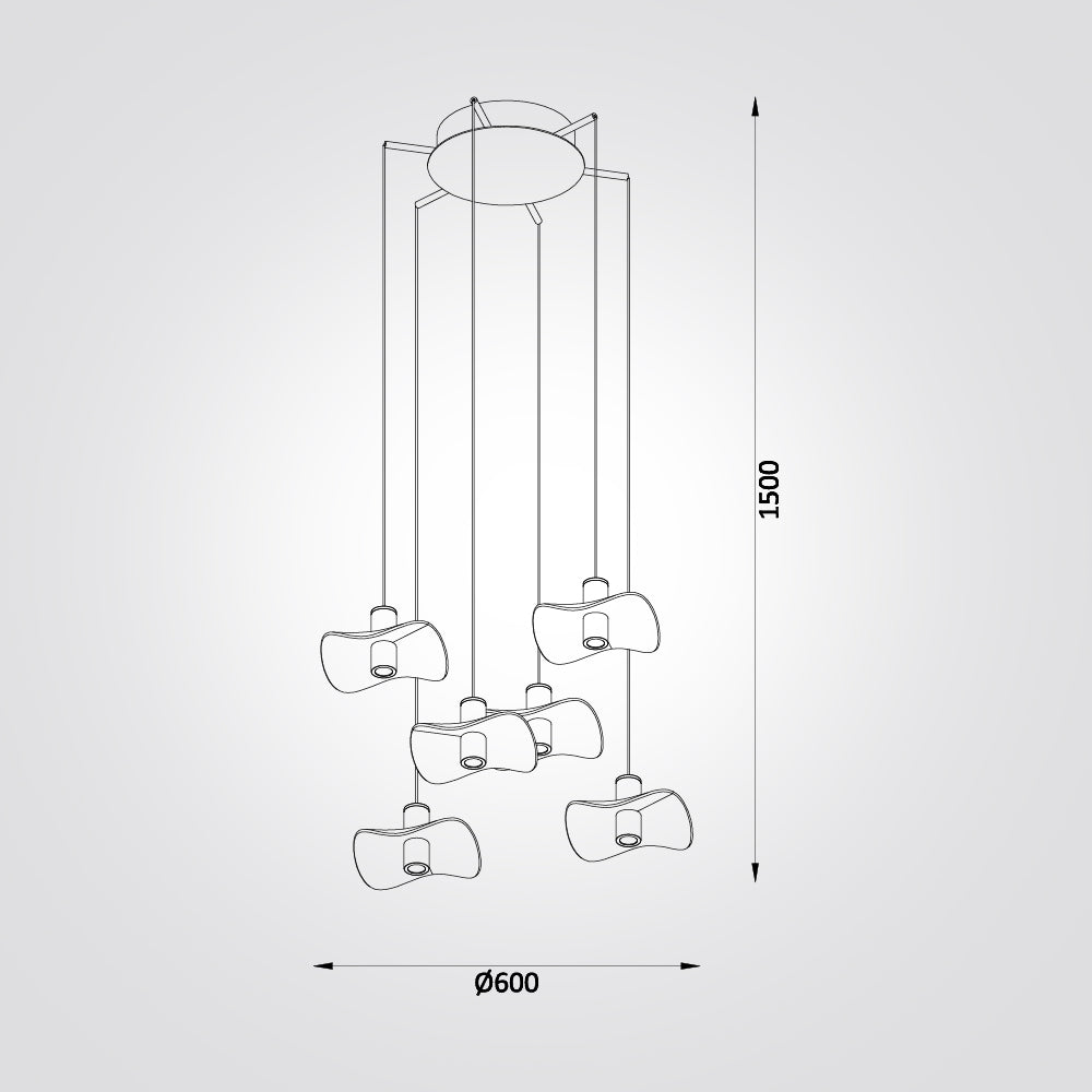 מנורת תליה רמית 42W לד שישייה צבע זהב