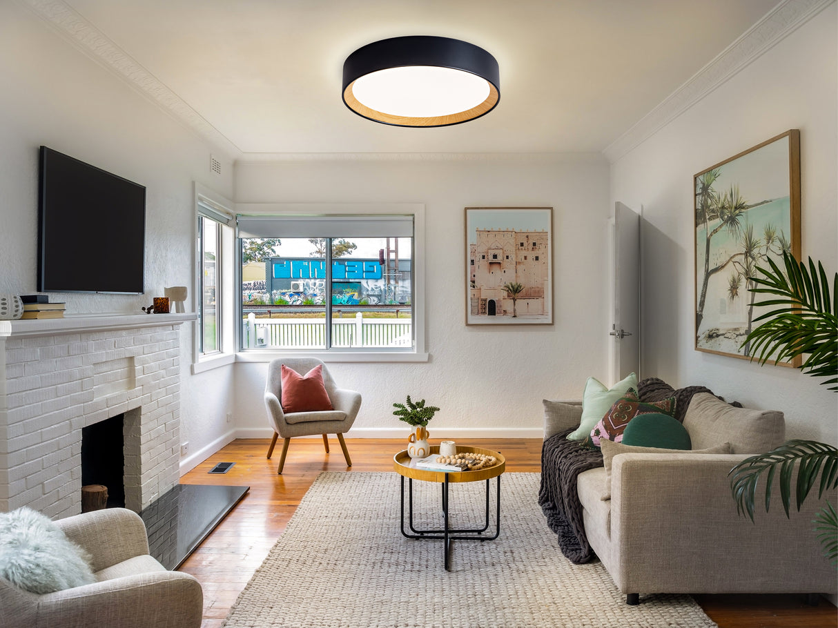 צמוד תקרה קליארי| שחור +עץ| Φ40| Φ60| Φ80| CCT