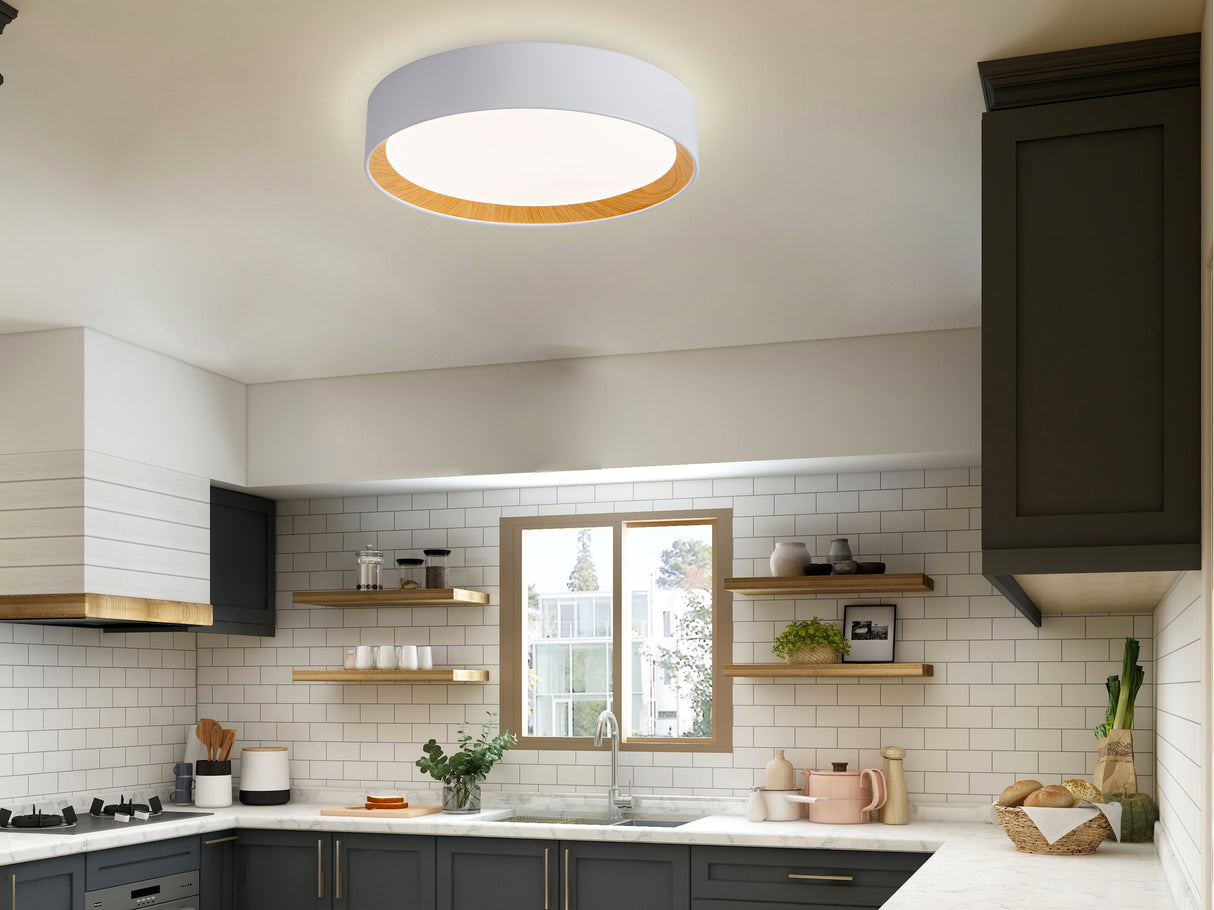 צמוד תקרה קליארי| לבן+עץ| Φ40| Φ60| Φ80| CCT