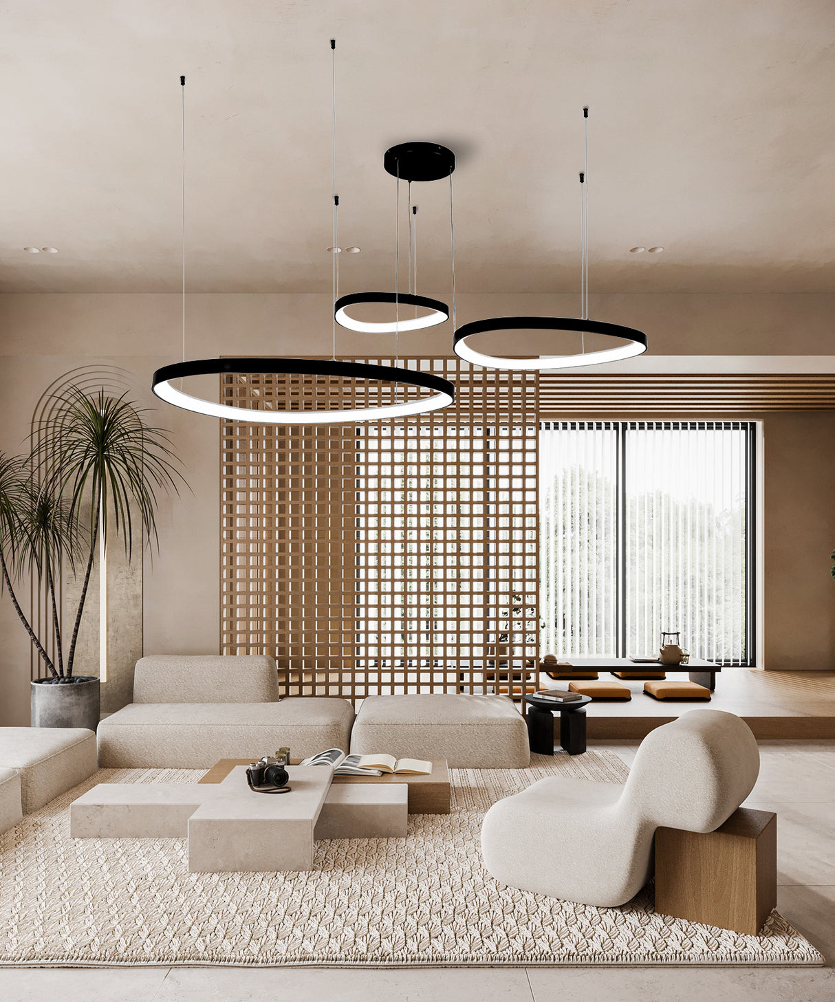 מנורת תליה סולו שלישיה שחור| זהב| לבן