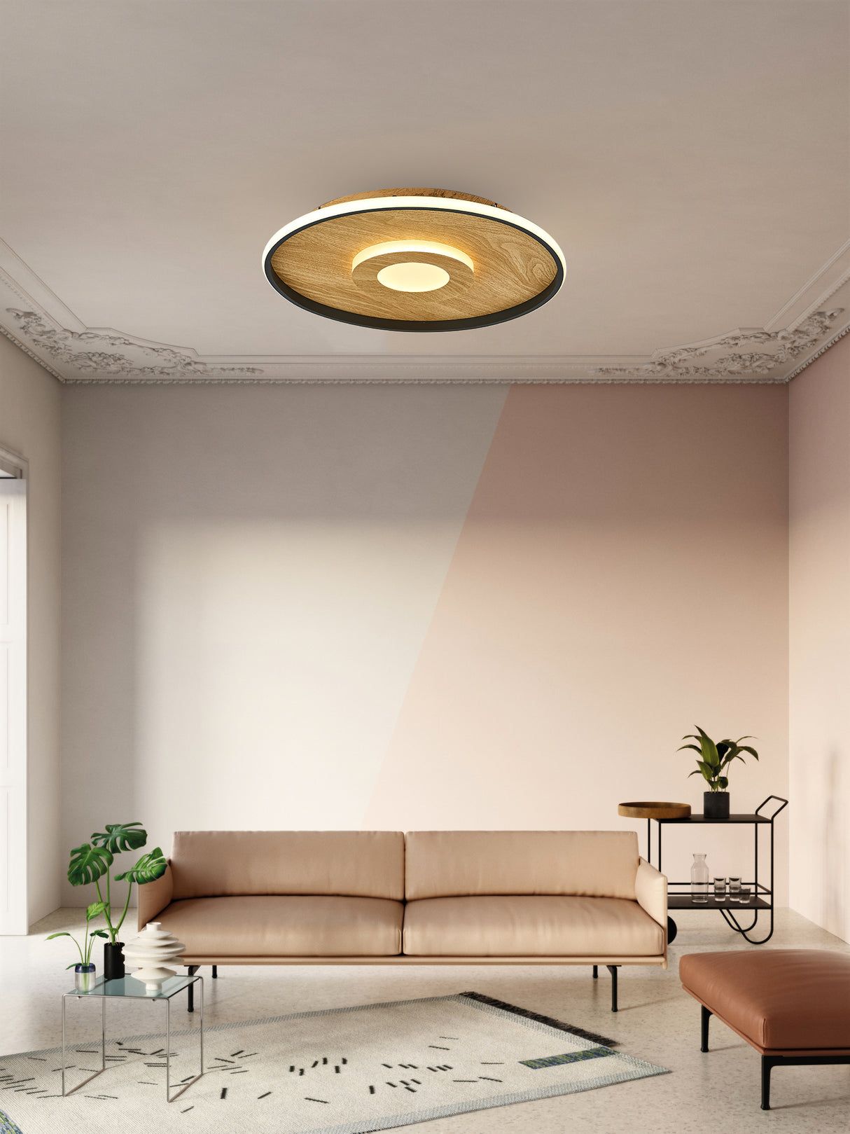 צמוד תקרה באסתיאן לד +שלט| עץ| CCT| Φ50