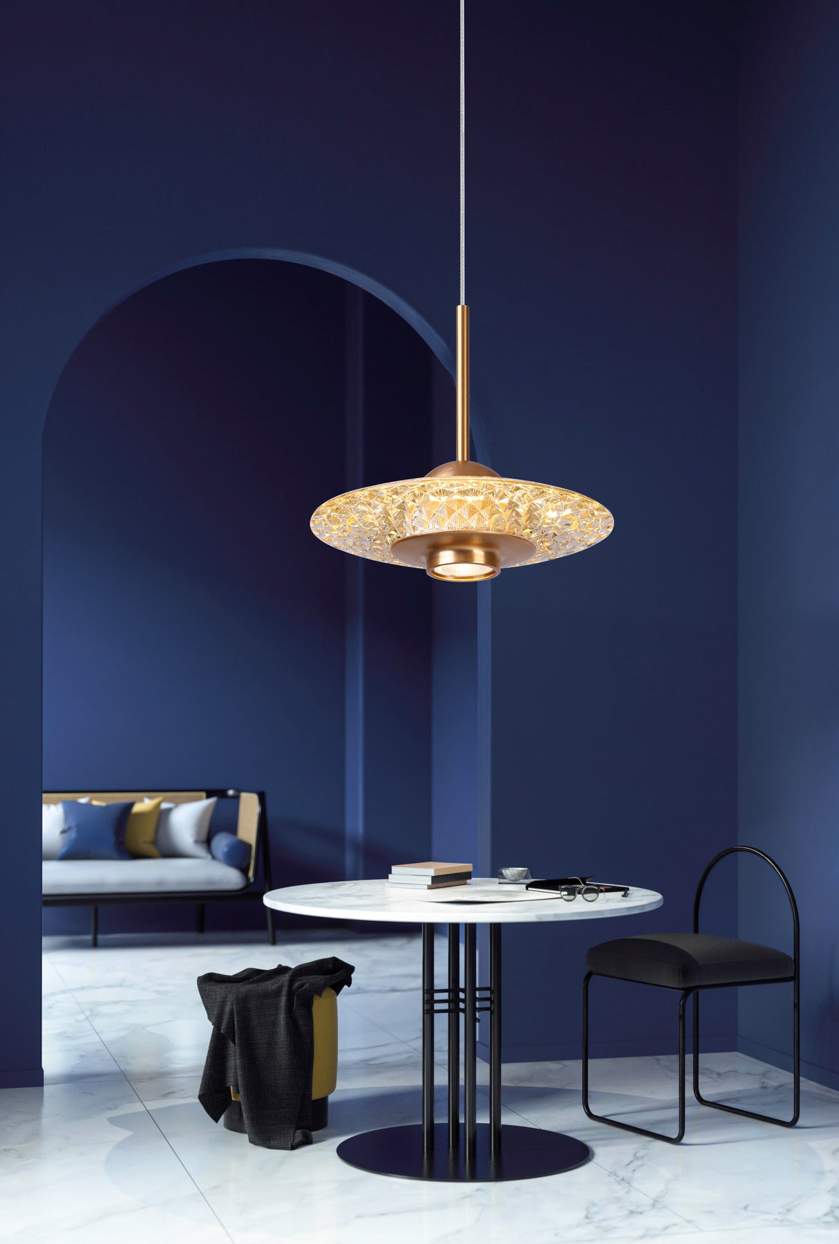 מנורת תלייה בריסל| בודד| זהב