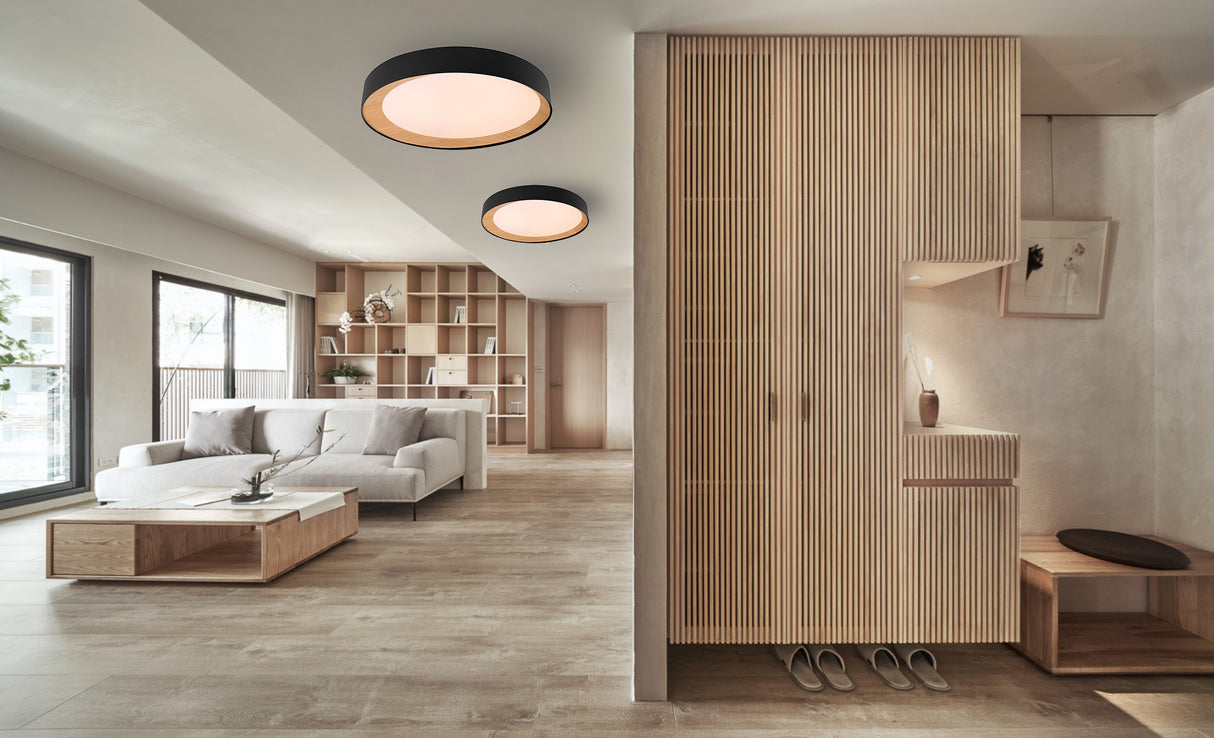 צמוד תקרה לודגי| שחור +עץ| Φ40| Φ60| Φ80| CCT