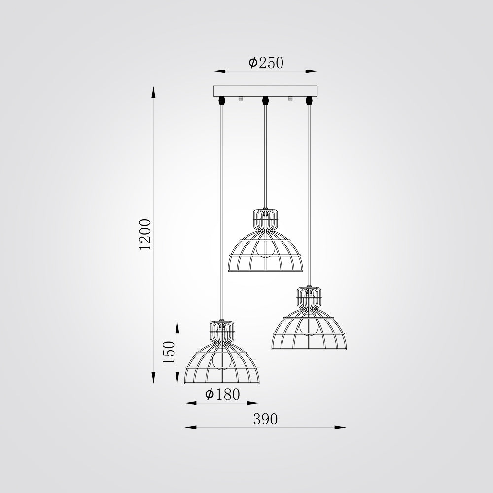 מנורת תליה רבקה שלישיה שחור וזהב