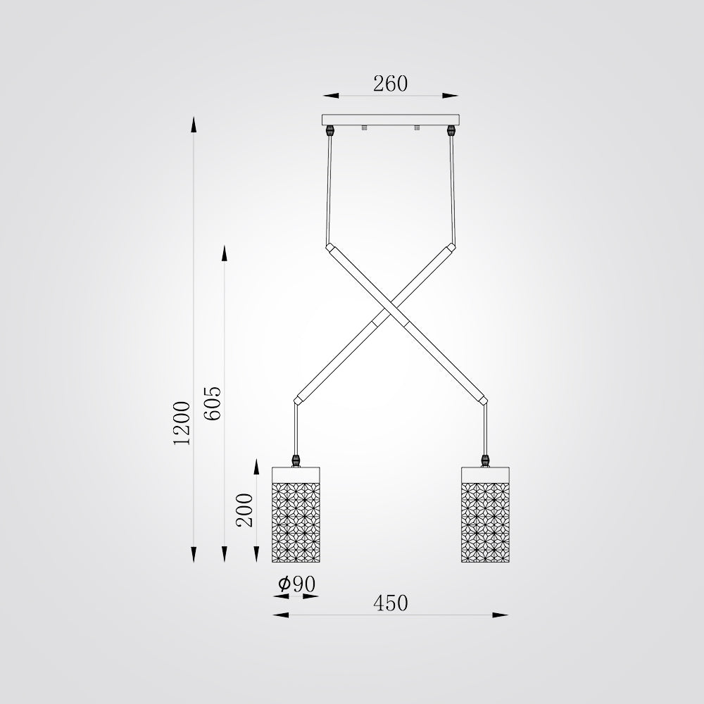 מנורת תליה ברכה זוגית שחור וזהב