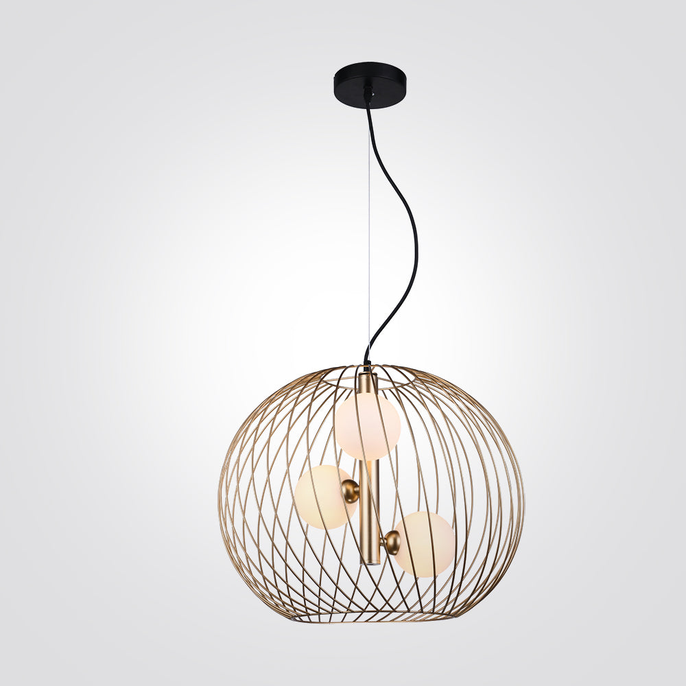 מנורת תליה ספיר זהב 3 כדורים לבן