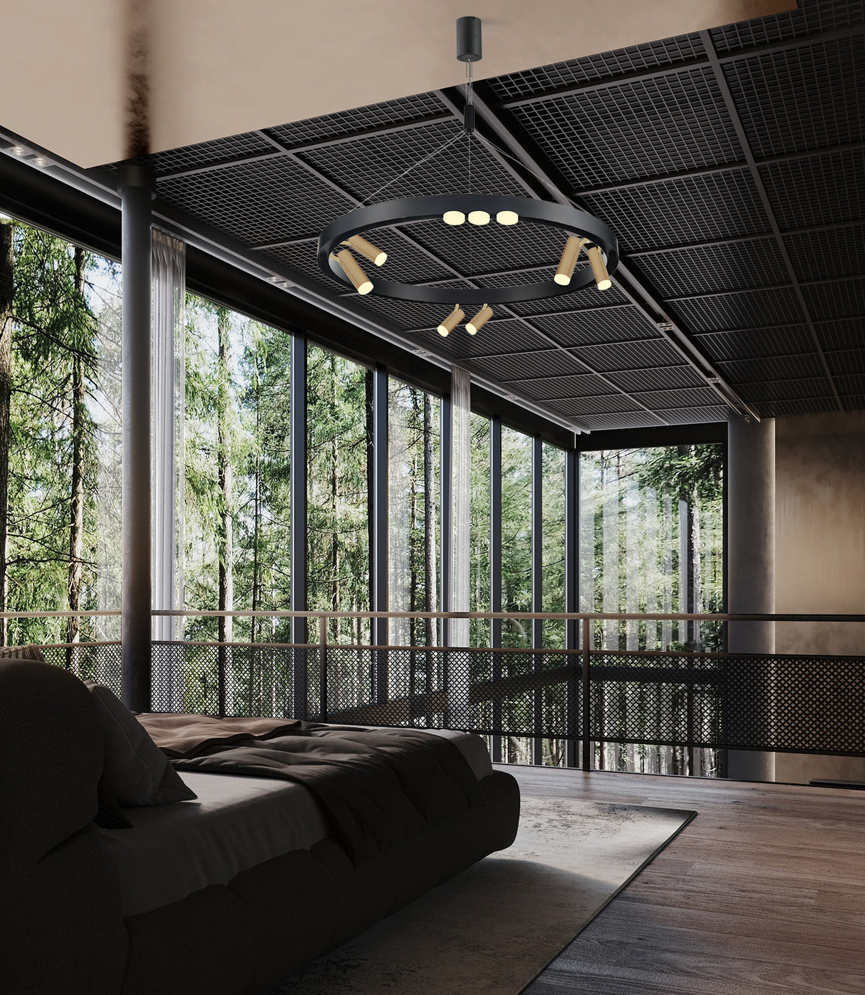 מנורת תליה הוואי לד משולב ספוטים מתכווננים