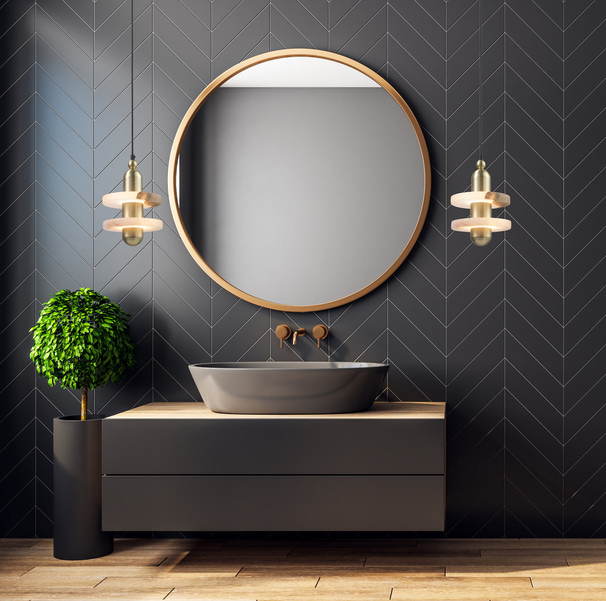 מנורת תלייה טויינס דיסק שיש זהב| שחור