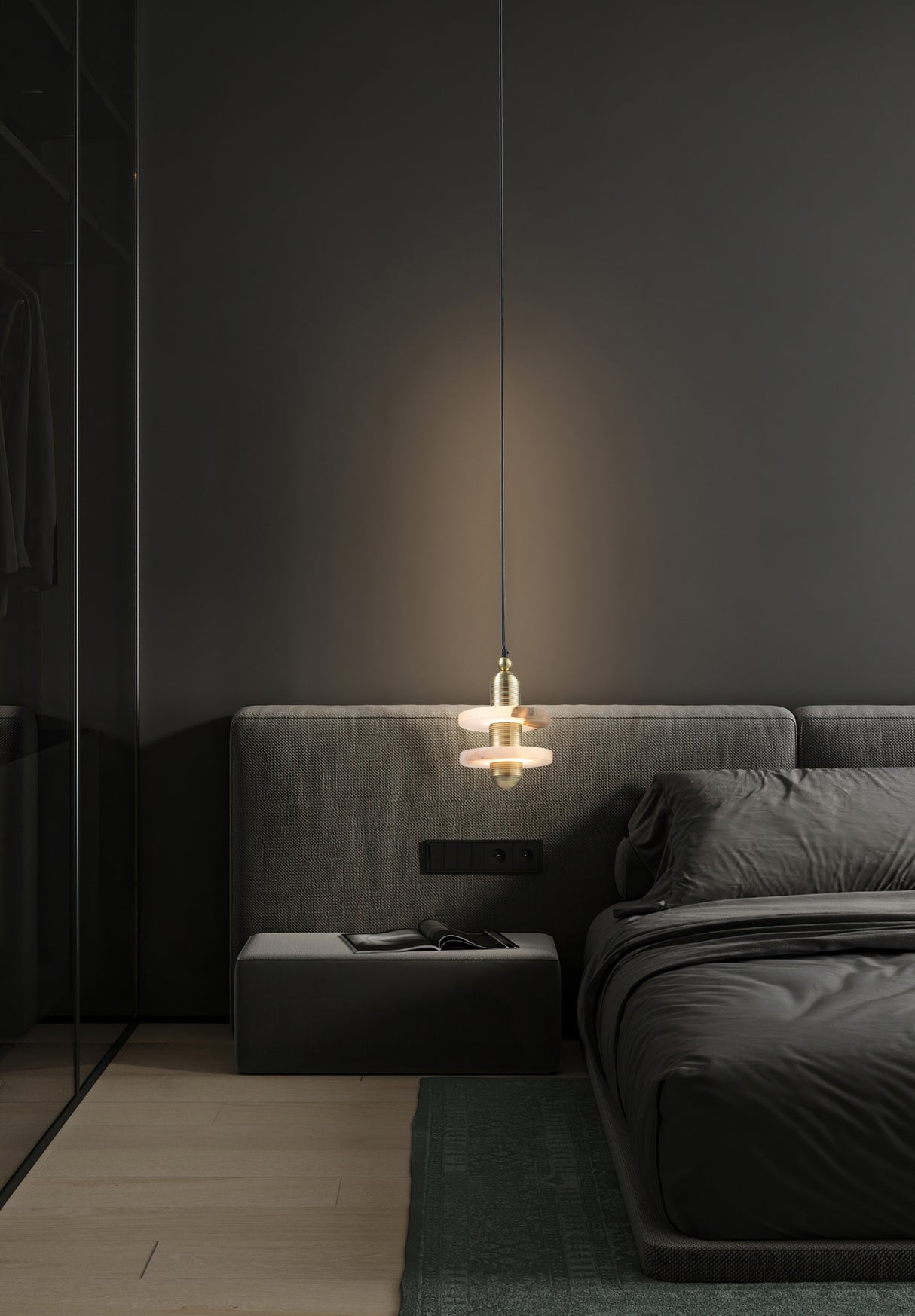 מנורת תלייה טויינס דיסק שיש זהב| שחור