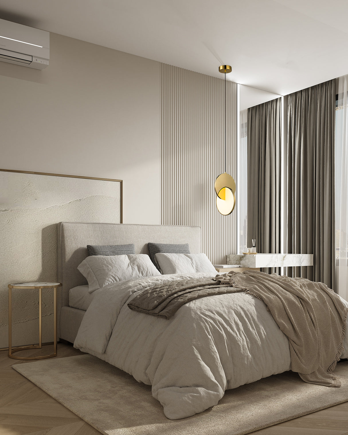 מנורת תליה ולנסיה לד צבע זהב|אפור מטאלי