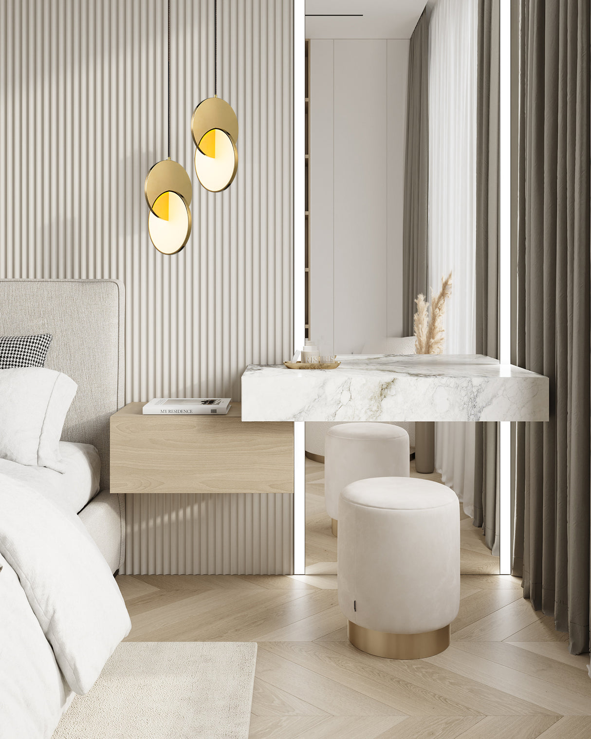 מנורת תליה ולנסיה לד צבע זהב|אפור מטאלי