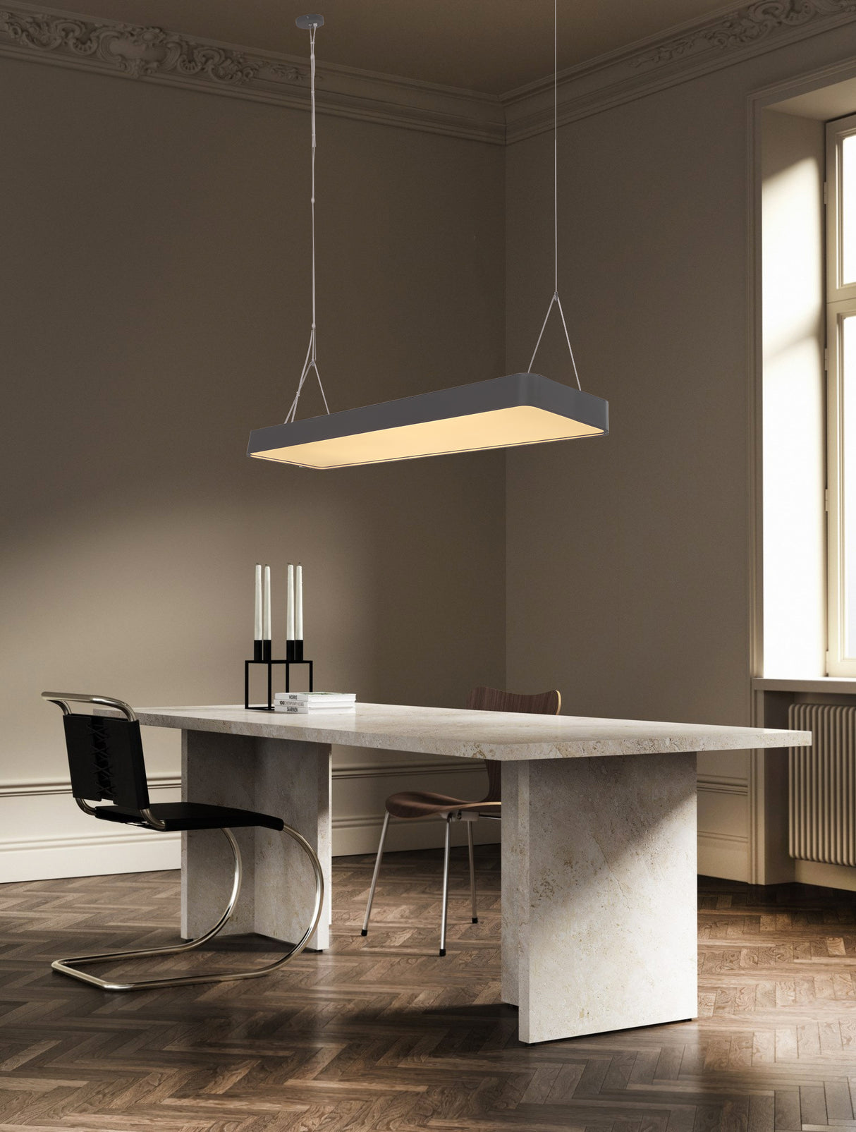 מנורת תלייה מלבנית סול שחור| לבן