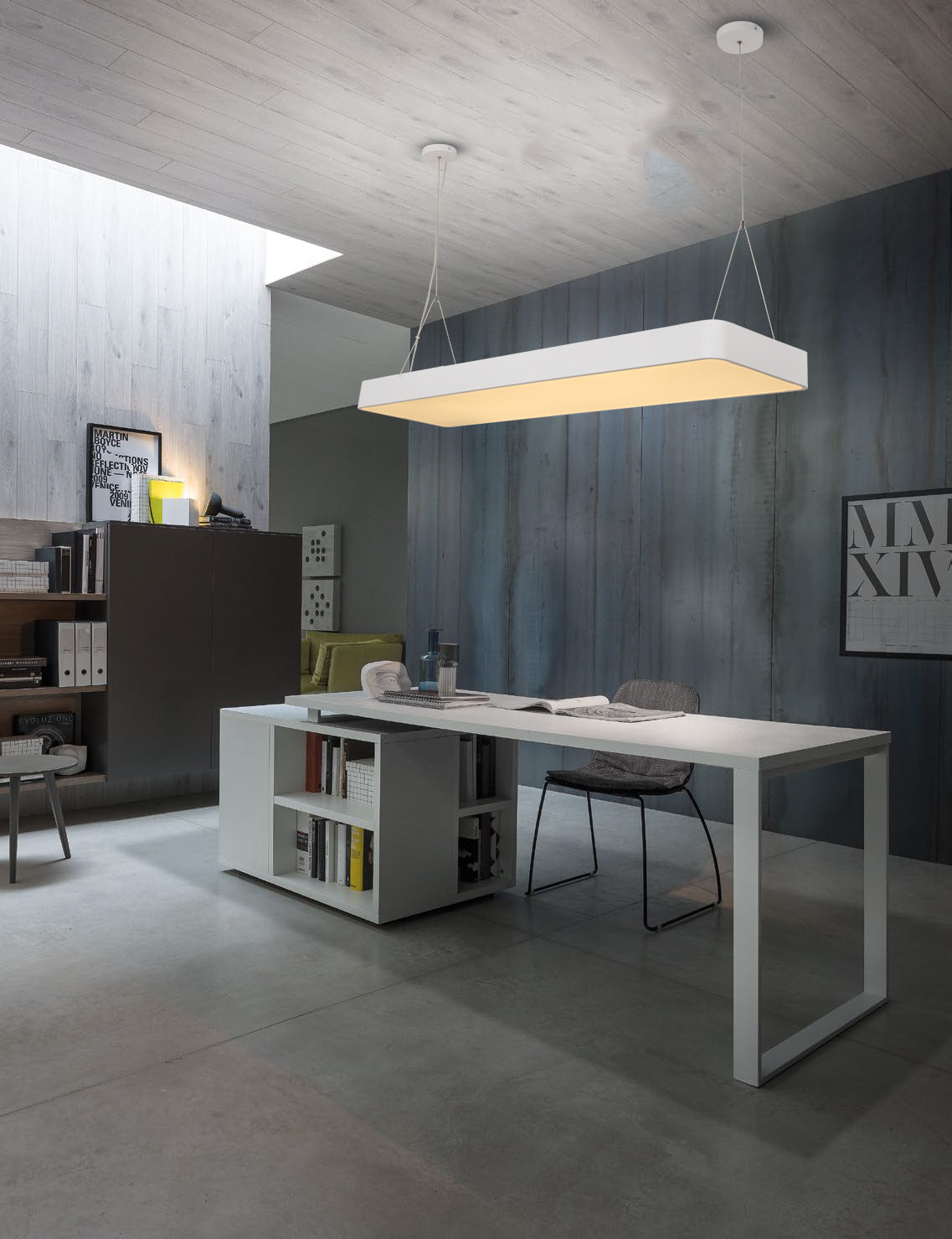 מנורת תלייה מלבנית סול שחור| לבן