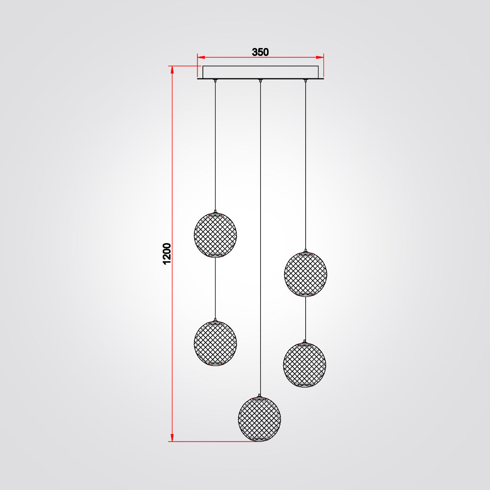 מנורת תלייה דורנגו לד חמישיה| בסיס עגול