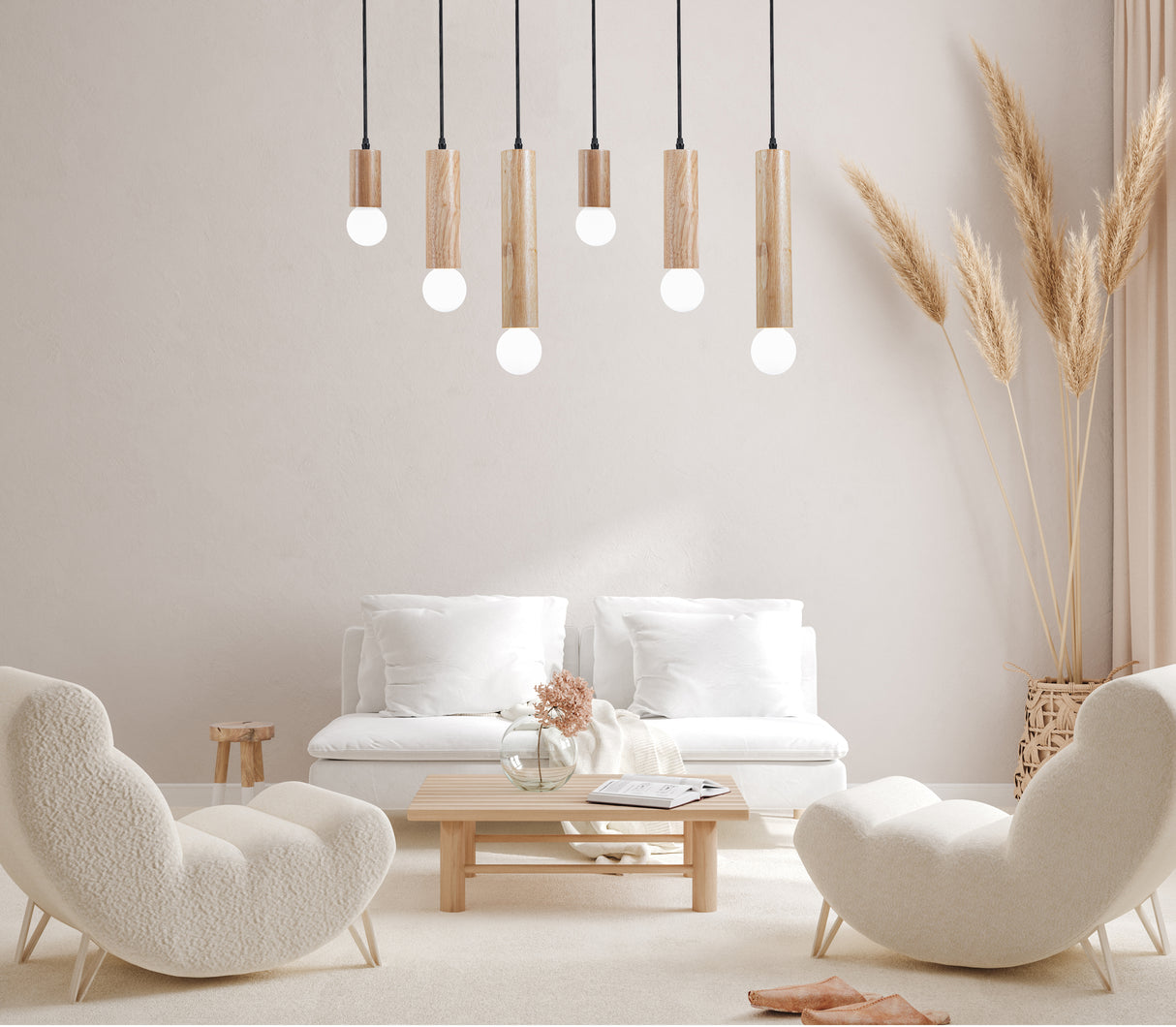 מנורת תלייה עץ שישייה אורן