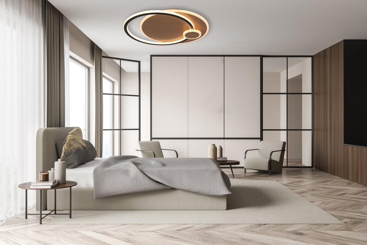 צמוד תקרה טאקומה לד| שחור+עץ| Φ43| Φ64| CCT