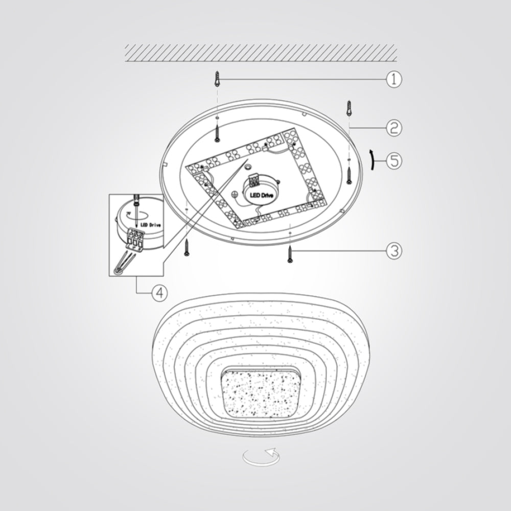 צמוד תקרה קורל לד CCT+ שלט Φ50| שחור+ לבן
