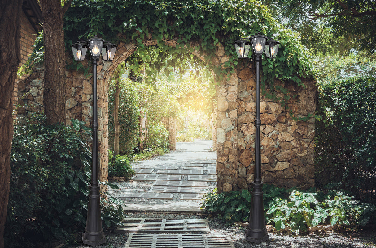 עמוד תאורה חוץ לגינה שלישיה נועם| שחור| 200 ס"מ