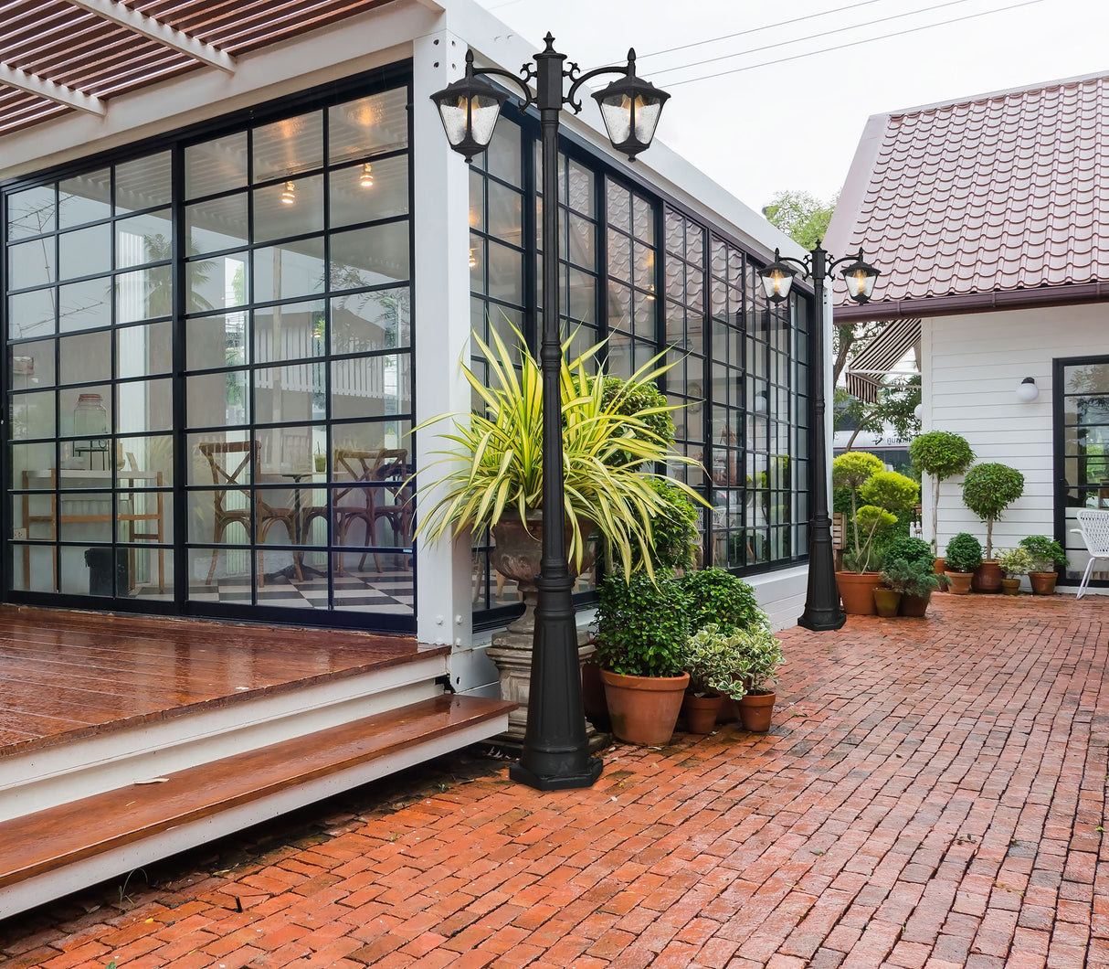 עמוד תאורה חוץ לגינה זוגי ניר| שחור| 200 ס"מ