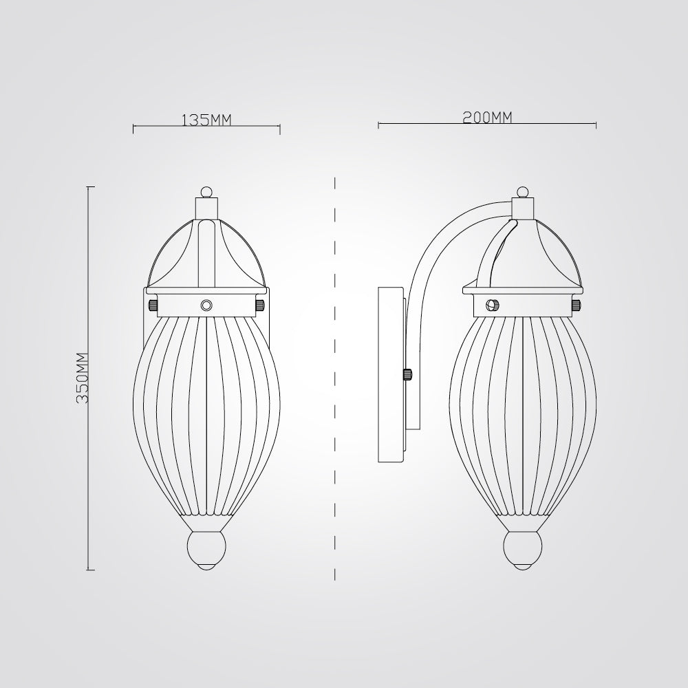 מנורת קיר גינה חוץ נסרין| דגם B