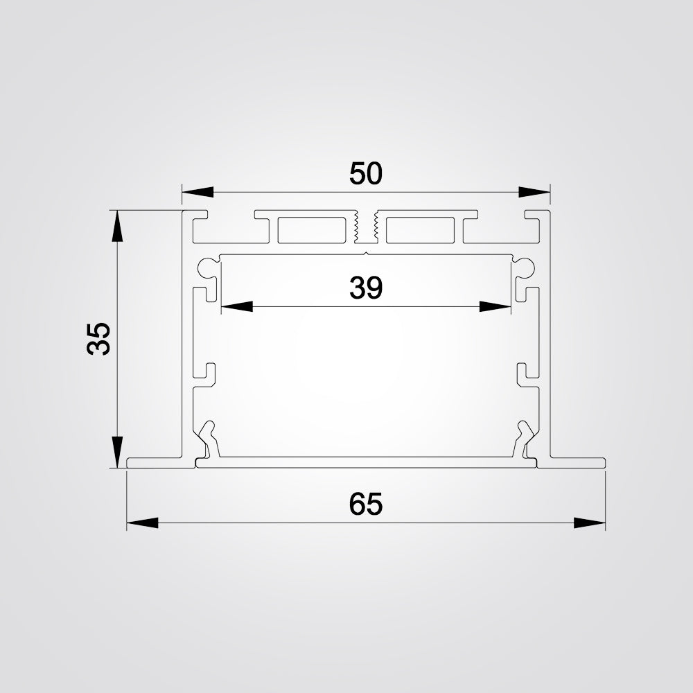 פרופיל תאורה אלומיניום שקוע 65X36